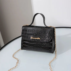 Crocodile Pattern Crossbody Shoulder Bag - Purple