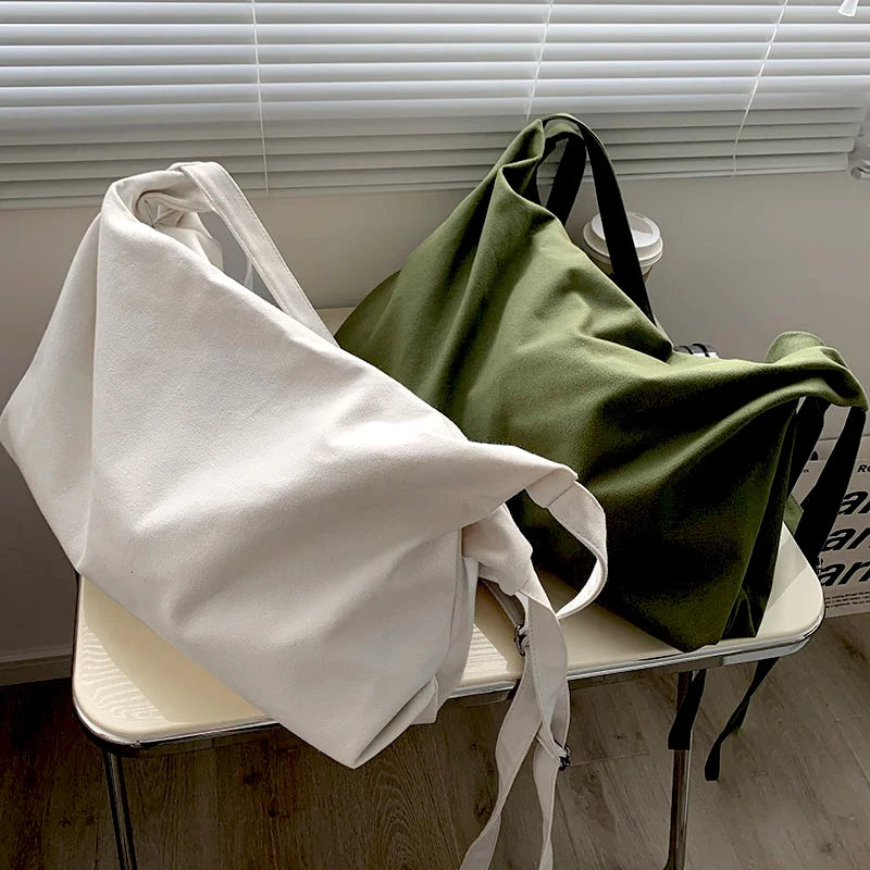 Canvas Crossbody Bag Japanese Style Large Capacity Handbag
