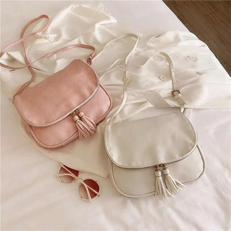 Women Crossbody Bag Casual Handbag Leather Shoulder Tassel Small Bags