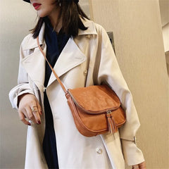 Women Crossbody Bag Casual Handbag Leather Shoulder Tassel Small Bags