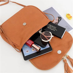 Women Crossbody Bag Casual Handbag Leather Shoulder Tassel Small Bags