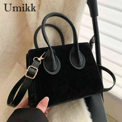 Women Crossbody Bag Casual Zipper Small Handbags Solid Flocking PU Leather
