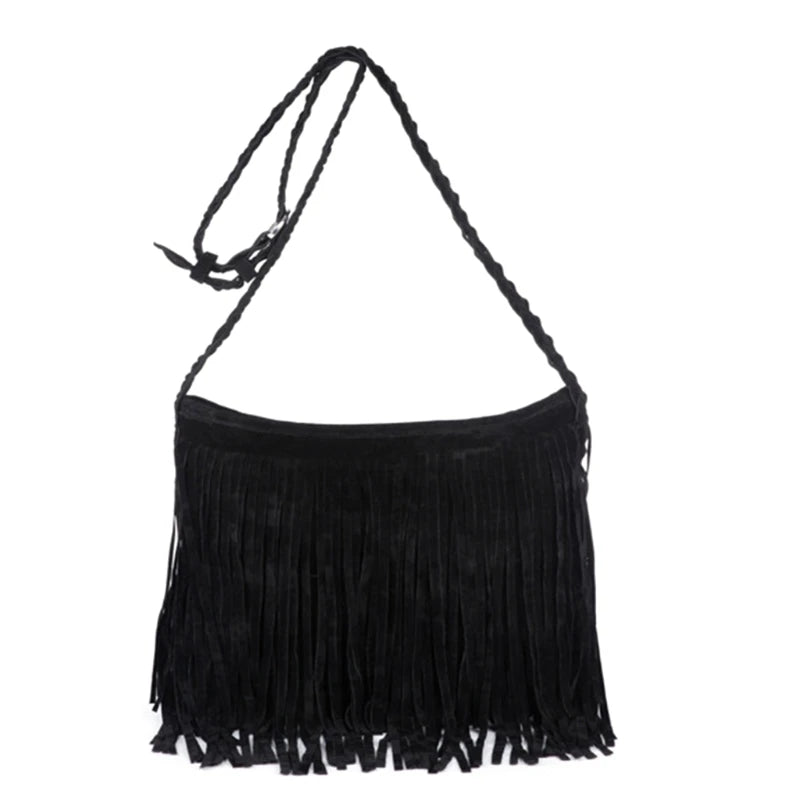 Tassel Zipper Crossbody Shoulder Bag Women Handbag Large Messenger Bag