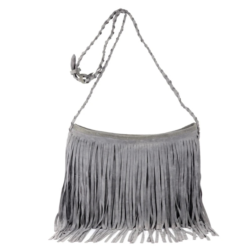 Tassel Zipper Crossbody Shoulder Bag Women Handbag Large Messenger Bag