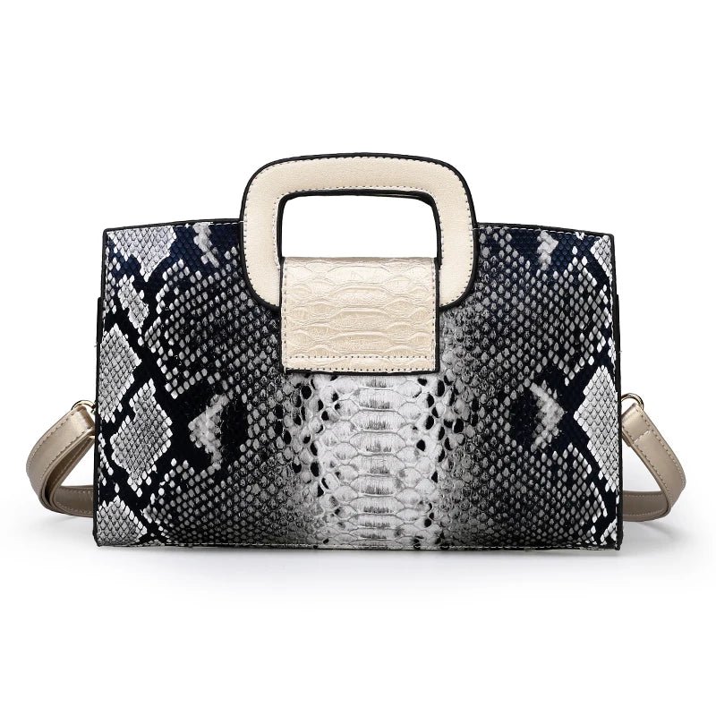 Snake Pattern Leather Crossbody Bag for Women