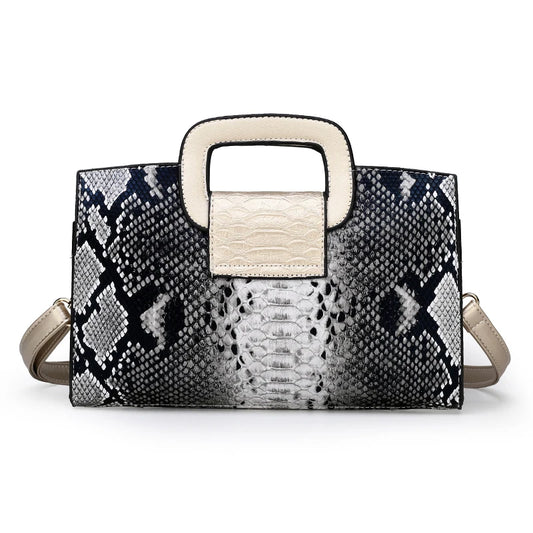 Snake Pattern Leather Crossbody Bag for Women