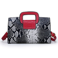 Snake Pattern Leather Crossbody Bag for Women