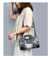 Snake Pattern Leather Crossbody Bag for Women