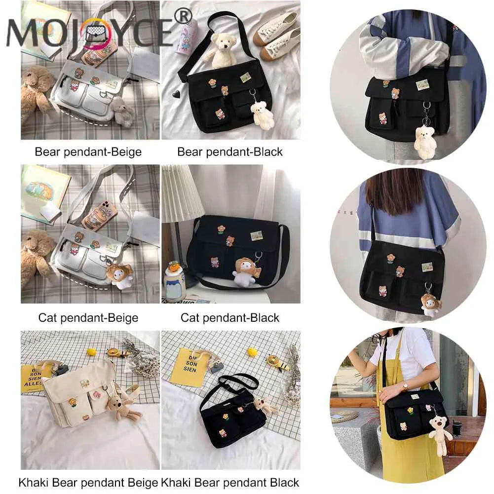 Japanese Harajuku Crossbody Bag with Badges for Shopping
