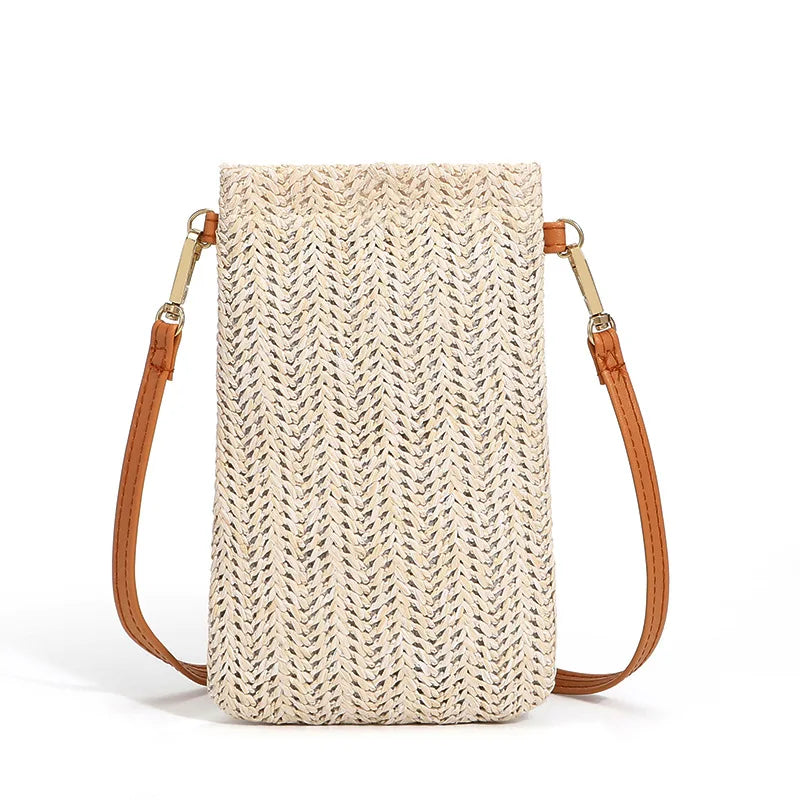 Mini Crossbody Beach Bag Straw Purse Lipstick Satchel