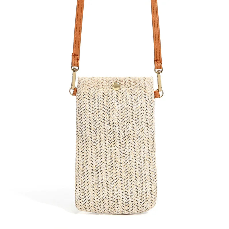 Mini Crossbody Beach Bag Straw Purse Lipstick Satchel