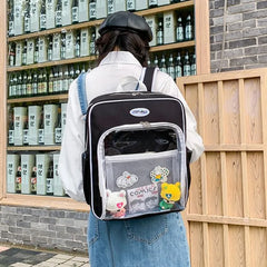 Women Backpacks ITA Bag, Clear Pocket School Bookbag