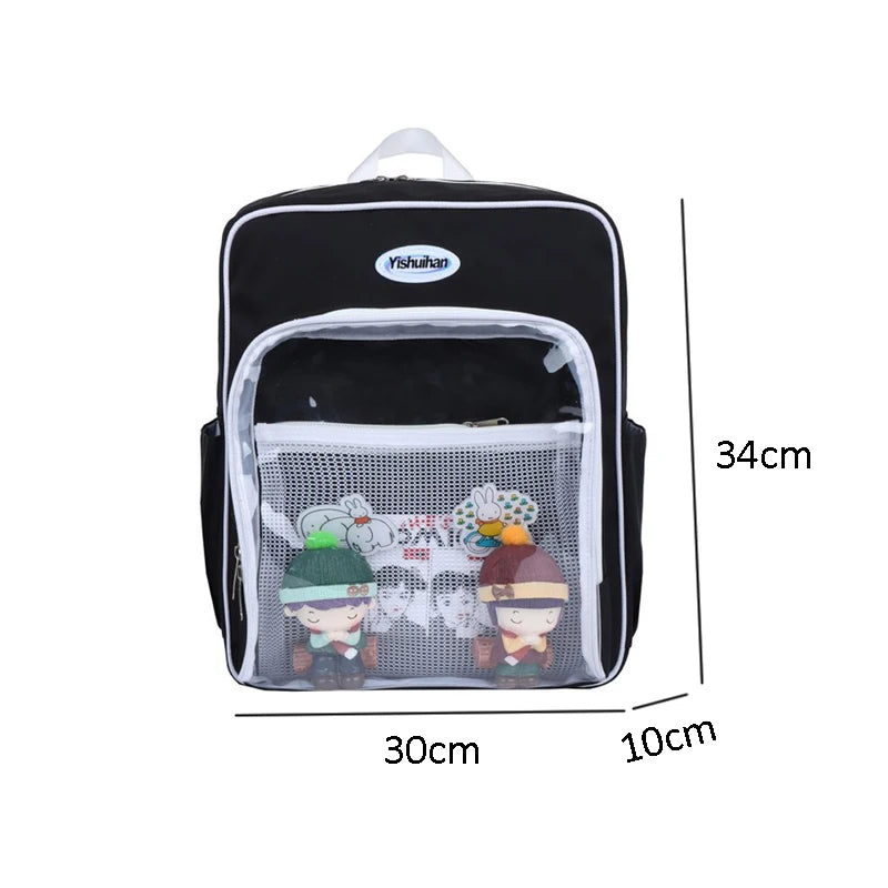 Women Backpacks ITA Bag, Clear Pocket School Bookbag