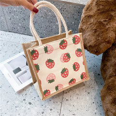 Canvas Lunch Bag for Women Girls Tote Handbag Pouch Food Storage Container