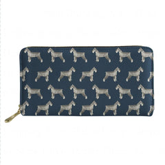 Women Schnauzer Pattern Slim Wallet Mobile Money Bag Ladies PU Leather Purse