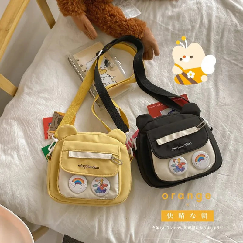 Japanese Vintage Canvas Bear Shape Girl Student Messenger Bag