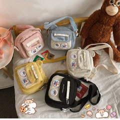 Japanese Vintage Canvas Bear Shape Girl Student Messenger Bag