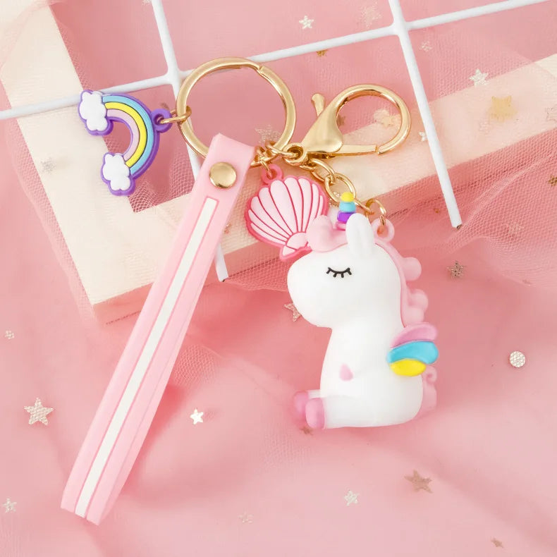 Unicorn Keychain Silicone Car Key Pendants Gift Keyring Cartoon