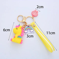 Unicorn Keychain Silicone Car Key Pendants Gift Keyring Cartoon