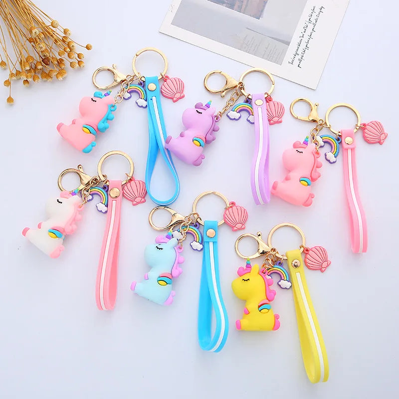 Unicorn Keychain Silicone Car Key Pendants Gift Keyring Cartoon