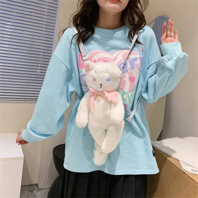 Cat Plush Doll Shoulder Bag Japanese Cartoon Crossbody Bag