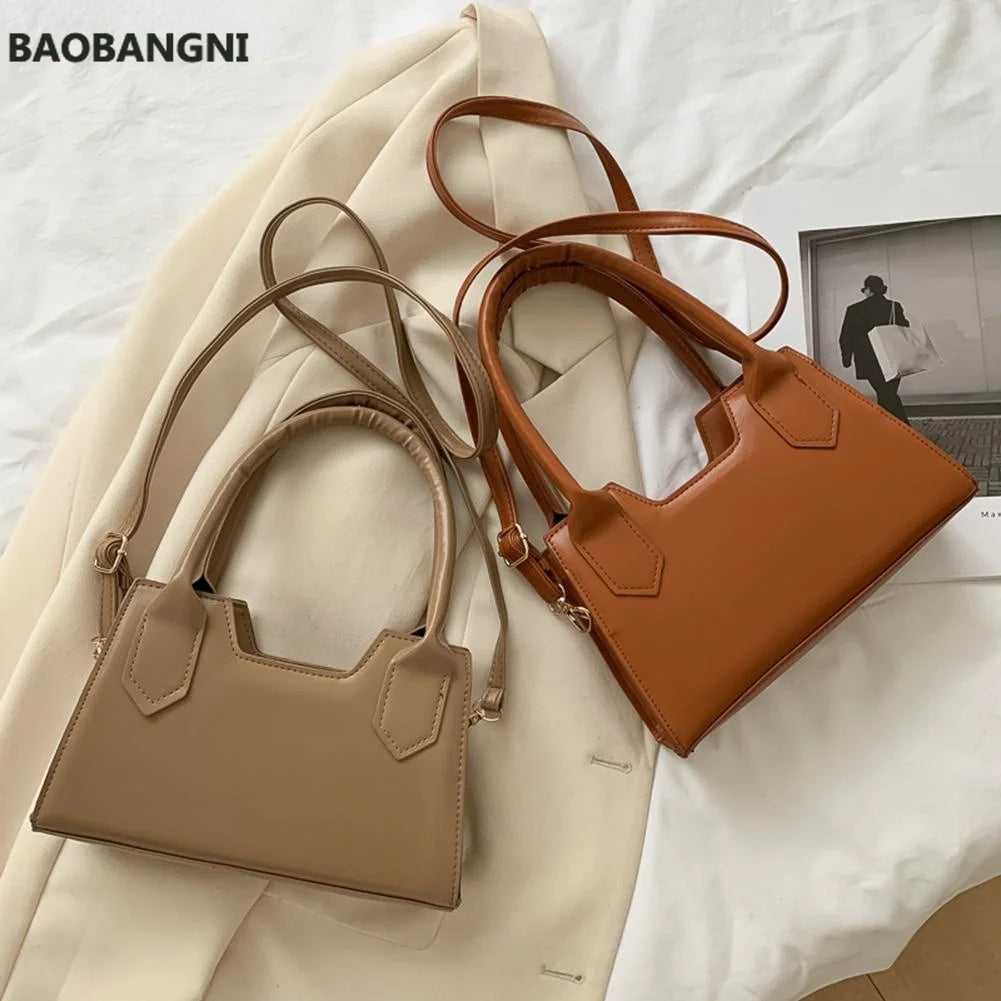 Women Daily PU Leather Crossbody Tote Bags Portable Solid Shoulder Handbag