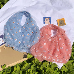 Mesh Cloth Embroidered Tote Bag for Girls