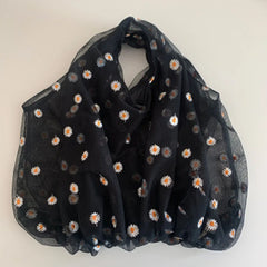 Mesh Cloth Embroidered Tote Bag for Girls