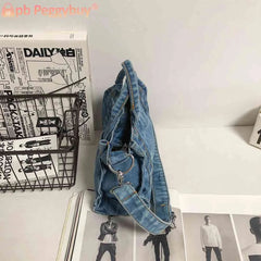 Women Denim Messenger Bag Casual Satchel Girl Totes Soft Handbag