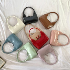 Women Hobo Shoulder Bags Glossy PU Leather Purses And Handbags