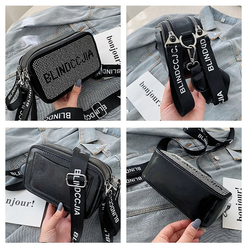 Women Diamond Hobo-bag Clutch Shoulder Bags Handbag PU Leather Messenger Bag