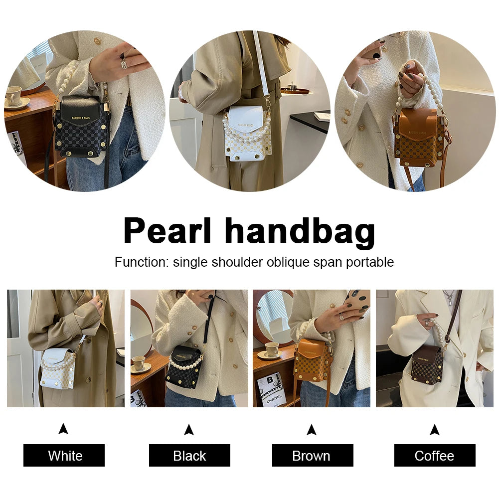 Women Diamond Lattice Shoulder Bag PU Leather Minority Crossbody Square Pack Sat