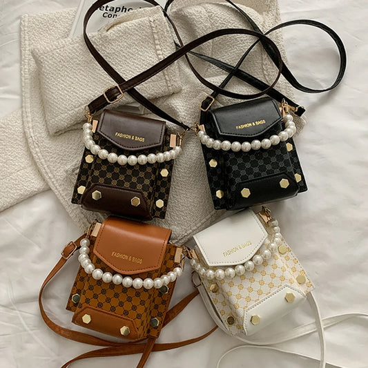 Women Diamond Lattice Shoulder Bag PU Leather Minority Crossbody Square Pack Sat