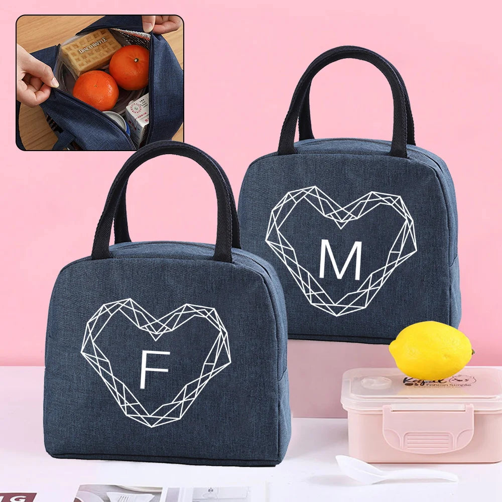 Women Lunch Bag Insulated Cooler Kids Food Storage Handbag Diamond Print