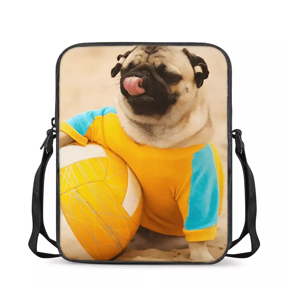 Women Dog Pug Crossbody Bag Mini Small Square Messenger Envelope Wallet