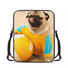 Women Dog Pug Crossbody Bag Mini Small Square Messenger Envelope Wallet