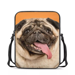 Women Dog Pug Crossbody Bag Mini Small Square Messenger Envelope Wallet