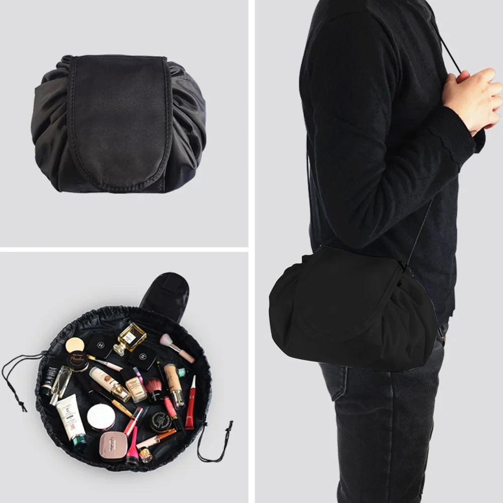 Cosmetic Wreath Print Drawstring Handbag Makeup Organizer