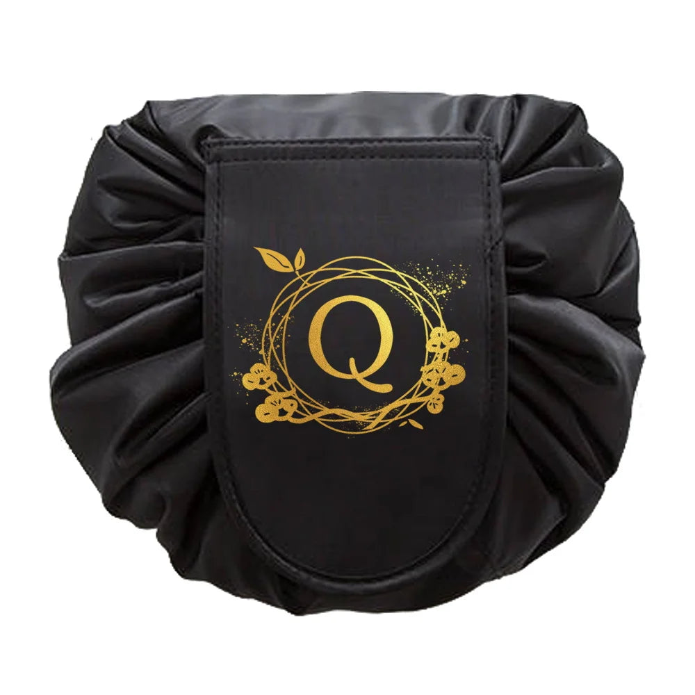 Cosmetic Wreath Print Drawstring Handbag Makeup Organizer