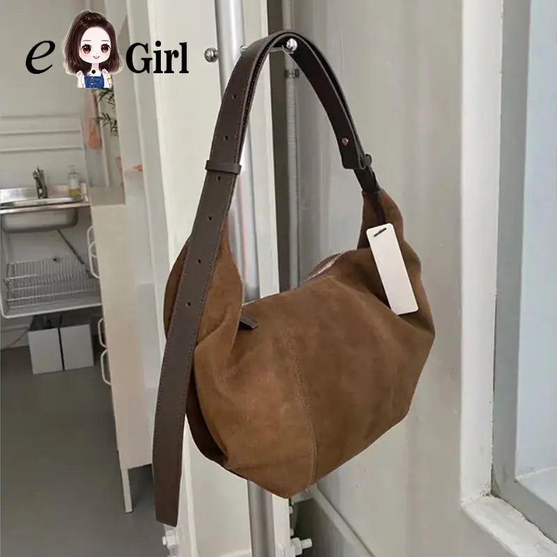 Suede Large Capacity Women Bags One Shoulder Bag Female Leather Bag