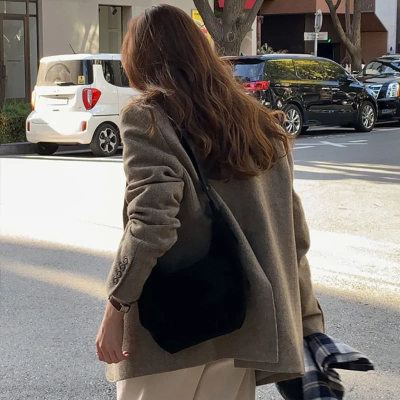 Suede Large Capacity Women Bags One Shoulder Bag Female Leather Bag