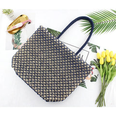 Women Weave Straw Beach Bag Large Grass Tote Handbags
