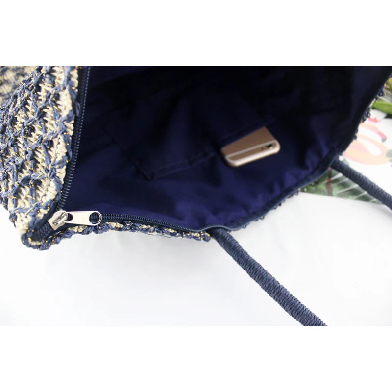 Women Weave Straw Beach Bag Large Grass Tote Handbags