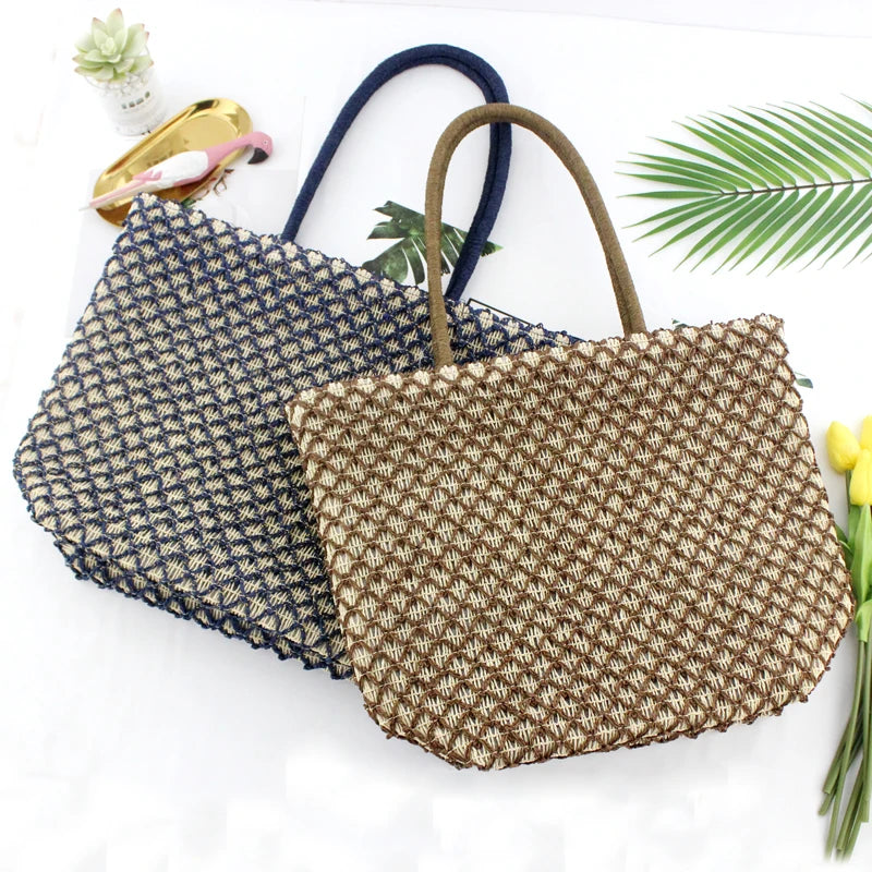 Women Weave Straw Beach Bag Large Grass Tote Handbags