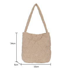 Corduroy Eco Shopping Bag Big Capacity Rhombic Lattice Office School