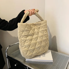 Corduroy Eco Shopping Bag Big Capacity Rhombic Lattice Office School