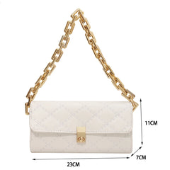 Women Lattice Pattern Underarm Shoulder Bags PU Leather Chain Handbags