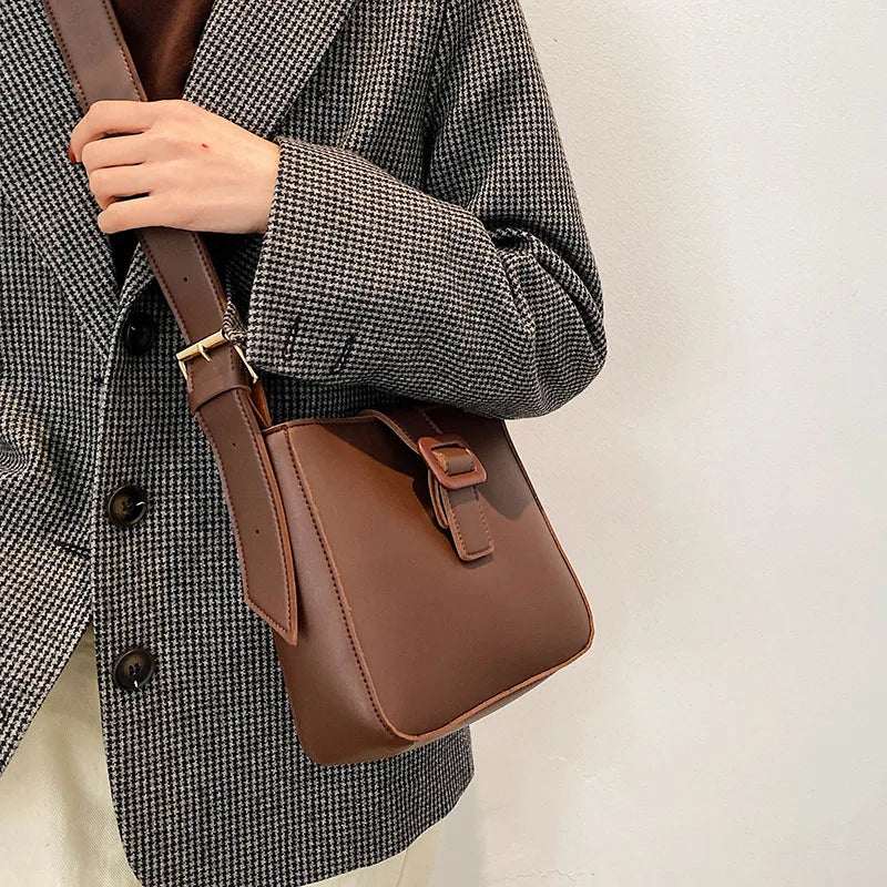 Women Shoulder Bags Solid Square Office Ladies All Match Ins Vintage Young Style
