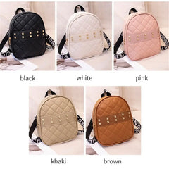 Women Embroidered Rivet Mini Backpack PU Leather Shoulder Bag