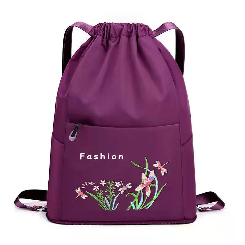 Women Embroidered Print Backpack Foldable Waterproof Bag